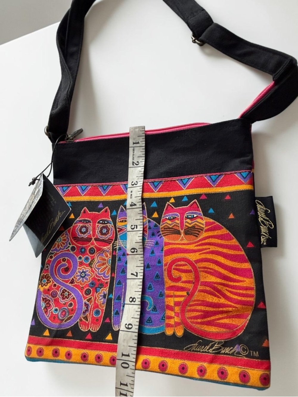 Laurel Burch NWT Colorful Cat Crossbody Bag Adjustable Strap Art Shoulder Purse - Picture 15 of 17